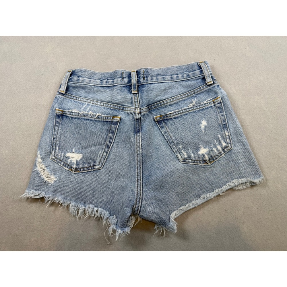 AGOLDE Parker High Rise Distressed Denim Shorts Light Wash Blue Size 23